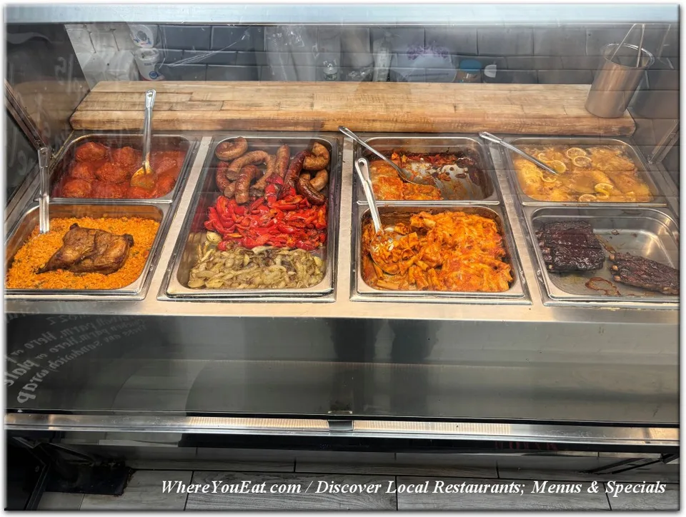 Hot food selections at the Middle Village Bagels counter